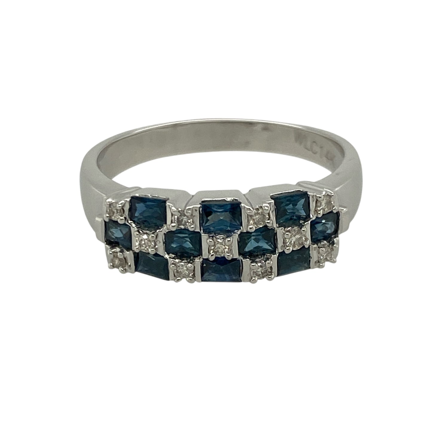 14ct White Gold Diamond & Sapphire Set Band Ring