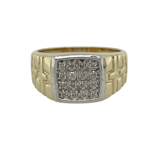 9ct Gold & Diamond Set Signet Ring