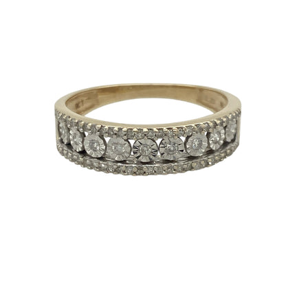 9ct Gold & Diamond Illusion Set Band Ring
