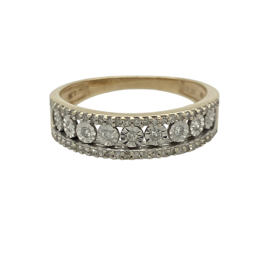 9ct Gold & Diamond Illusion Set Band Ring