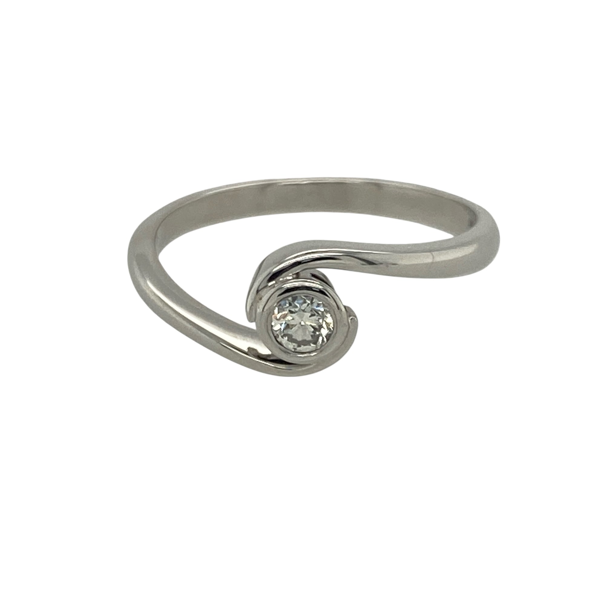 18ct White Gold & Diamond Set Twist Solitaire Ring