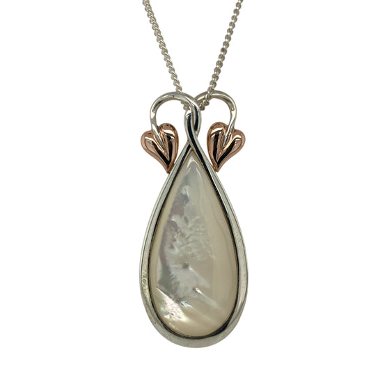 925 Silver & Mother of Pearl Set Clogau Teardrop 18" Necklace