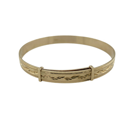 9ct Solid Gold Patterned Expanding Bangle
