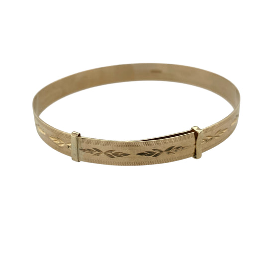 9ct Solid Gold Patterned Expanding Bangle
