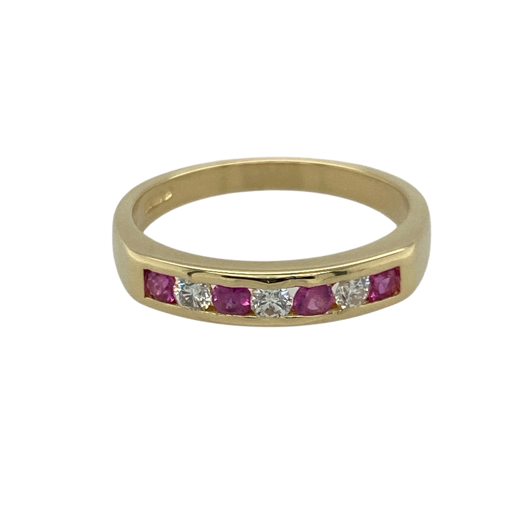 18ct Gold Diamond & Ruby Set Band Ring