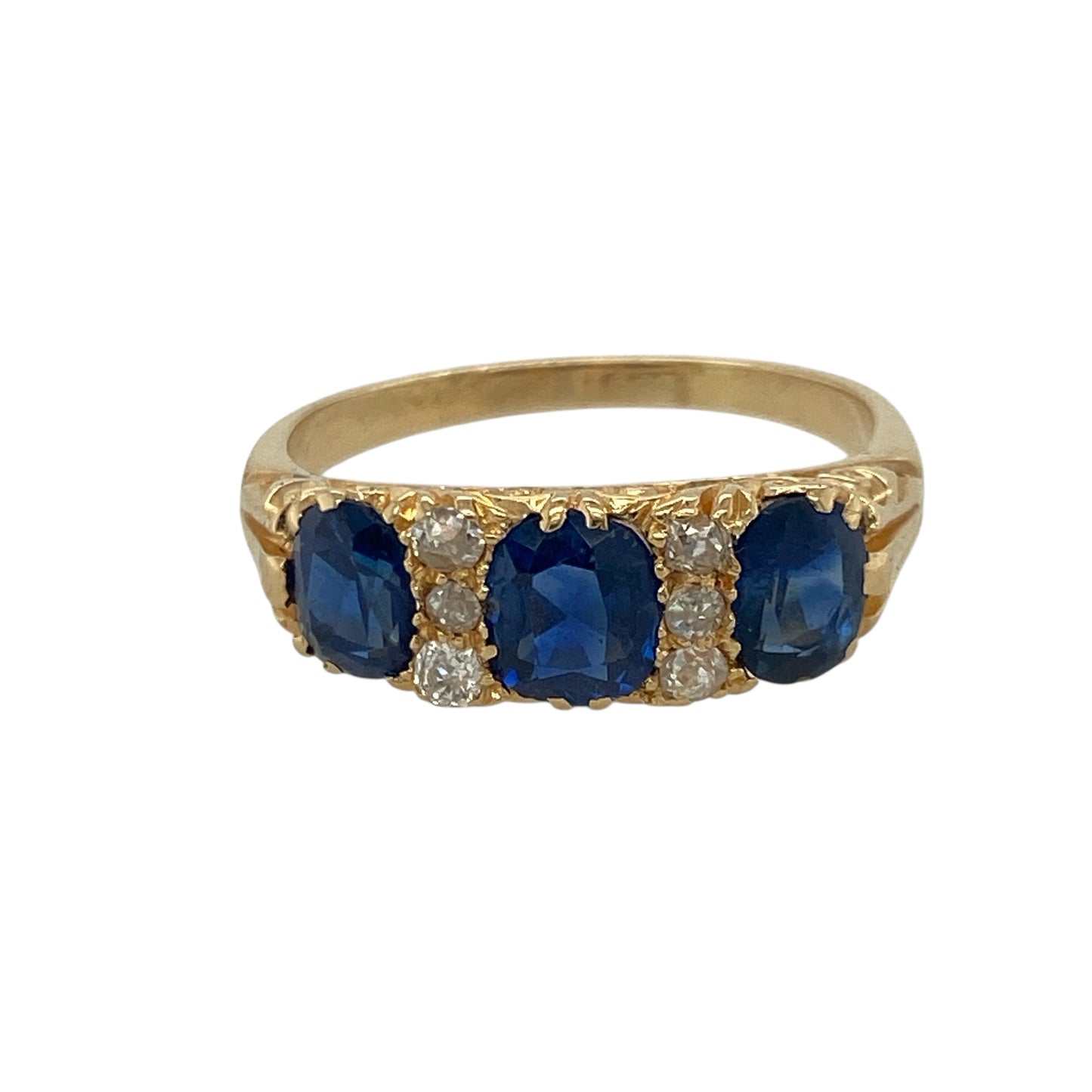 18ct Gold Diamond & Sapphire Set Vintage Ring
