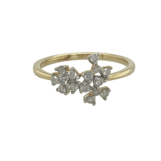 9ct Gold & Diamond Set Flower Cluster Ring