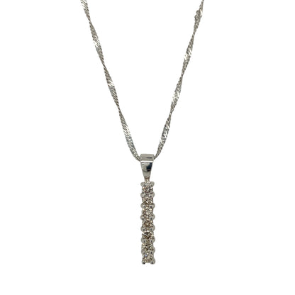 9ct White Gold & Diamond Set Bar 18" Necklace