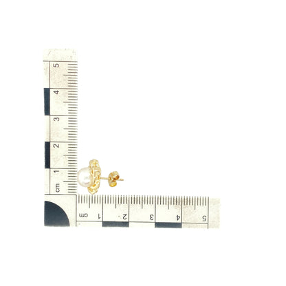 9ct Gold & Pearl Set Knot Stud Earrings