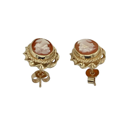 9ct Gold & Cameo Oval Stud Earrings