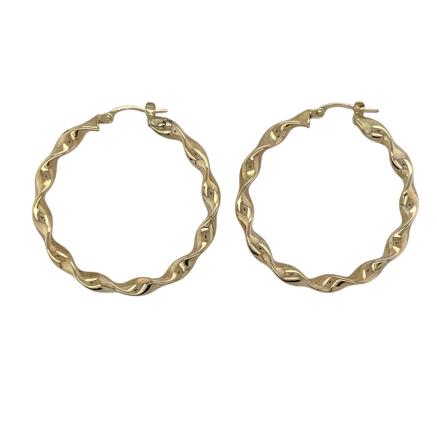 9ct Gold Twist Ribbon Hoop Creole Earrings