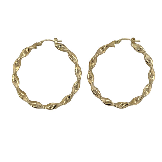 9ct Gold Twist Ribbon Hoop Creole Earrings