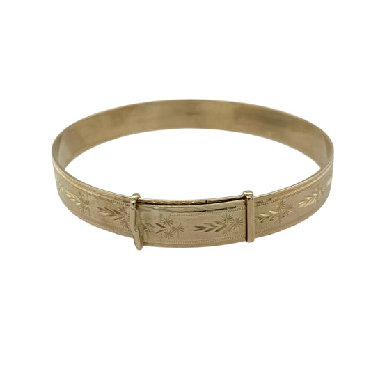 9ct Gold Patterned Expanding Bangle