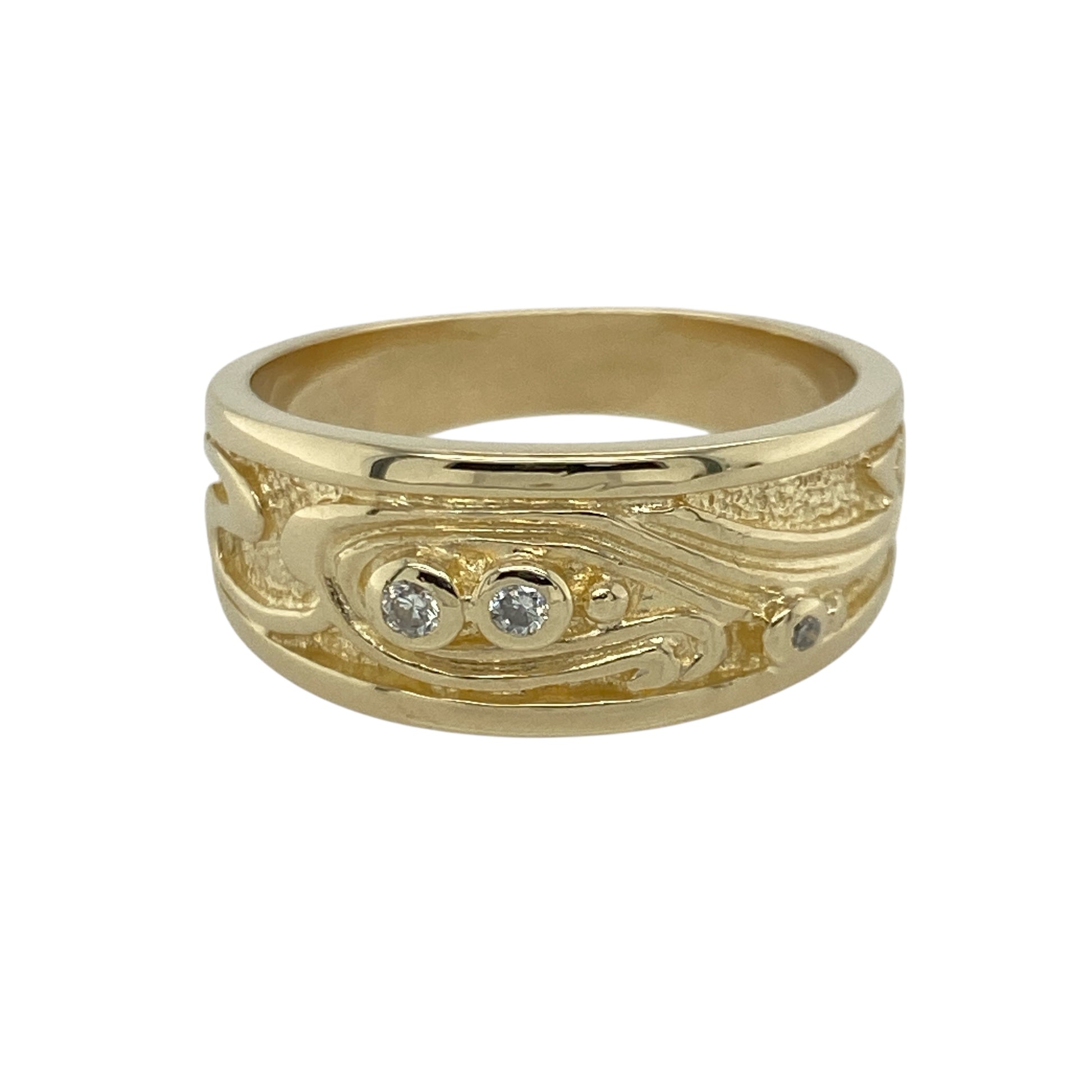 9ct Gold & Diamond Set Clogau Swirl Band Ring