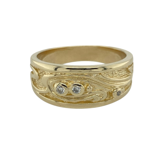 9ct Gold & Diamond Set Clogau Swirl Band Ring