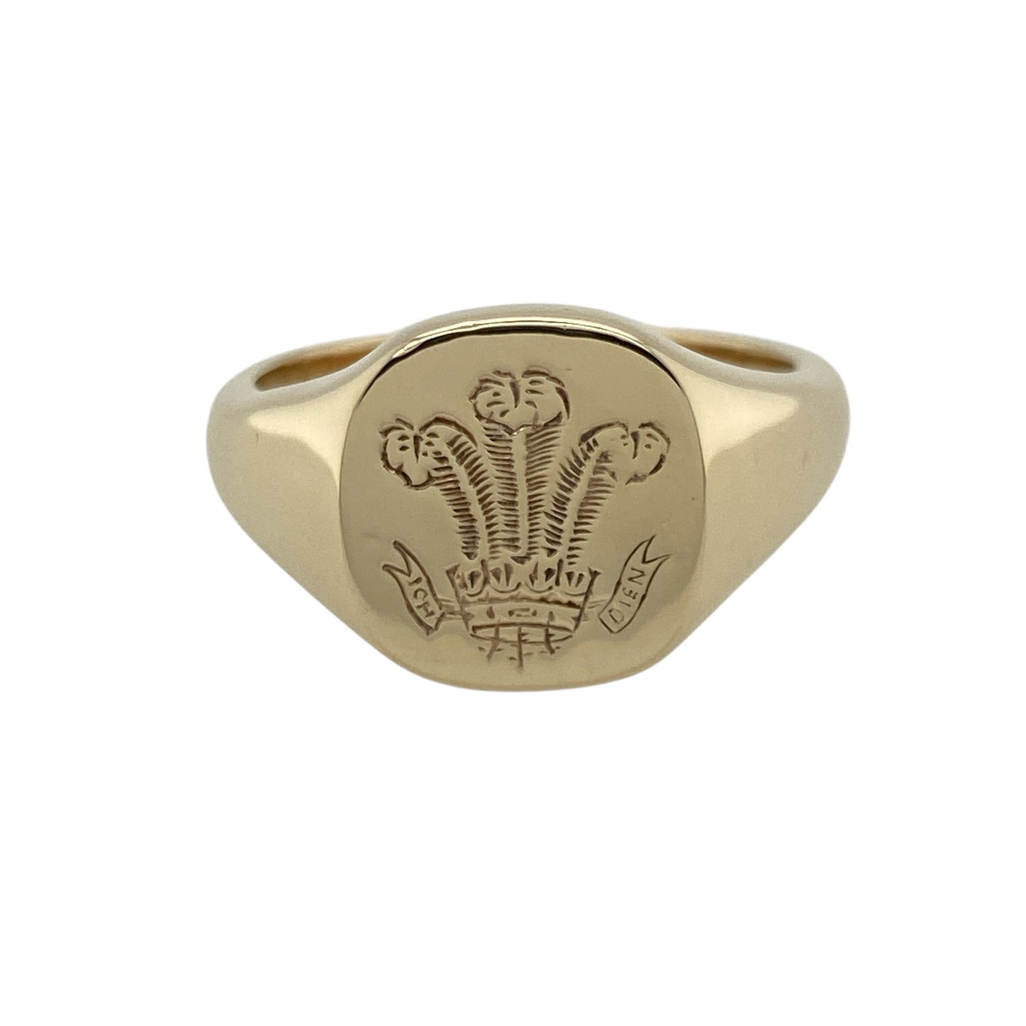 9ct Gold Welsh Three Feathers Signet Ring