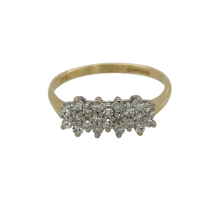 18ct Gold & Diamond Set Flower Cluster Band Ring