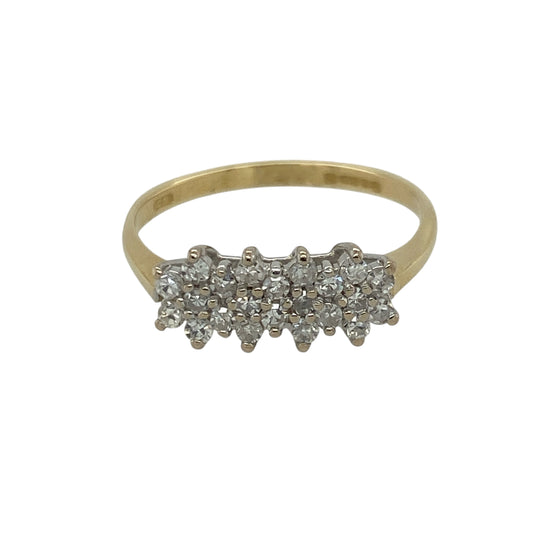 18ct Gold & Diamond Set Flower Cluster Band Ring