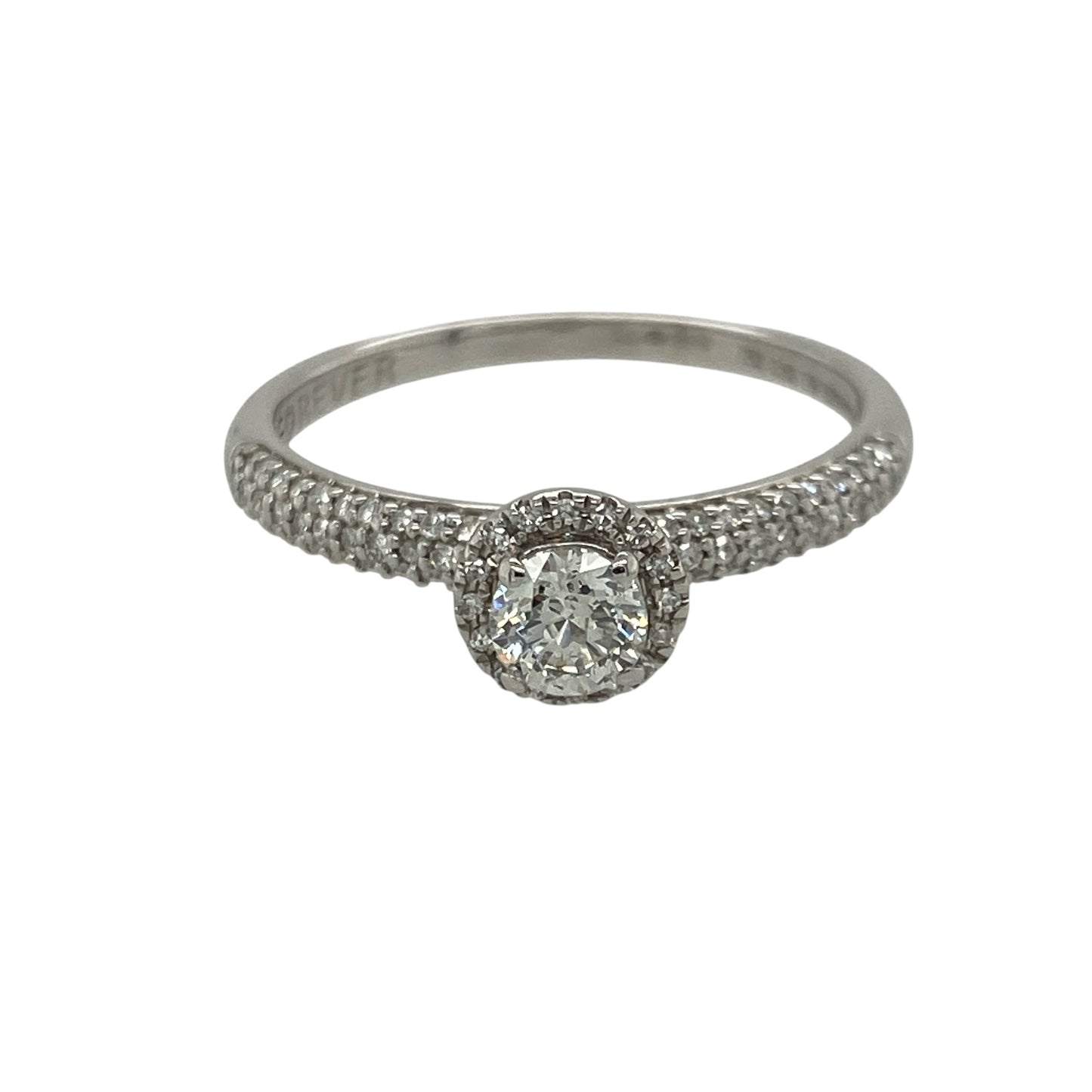18ct White Gold & Diamond Set Halo Ring