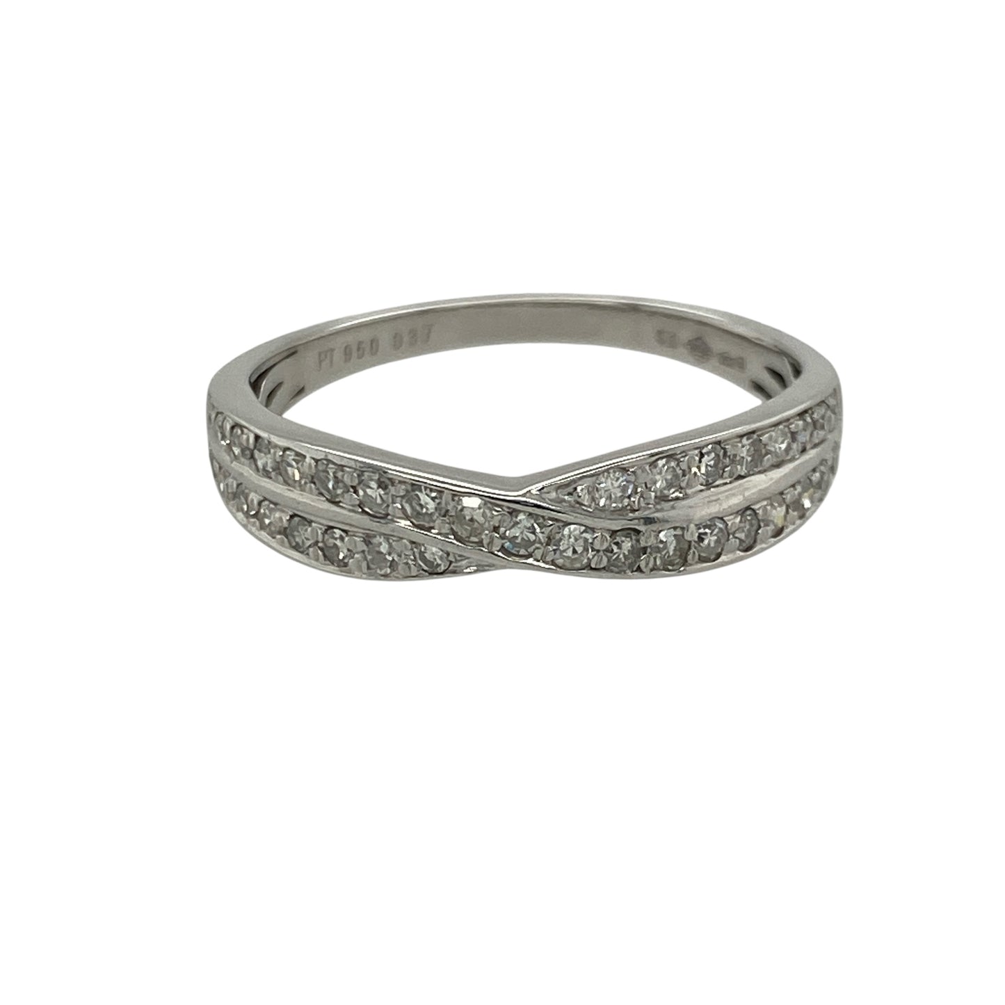 Platinum & Diamond Set Crossover Band Ring