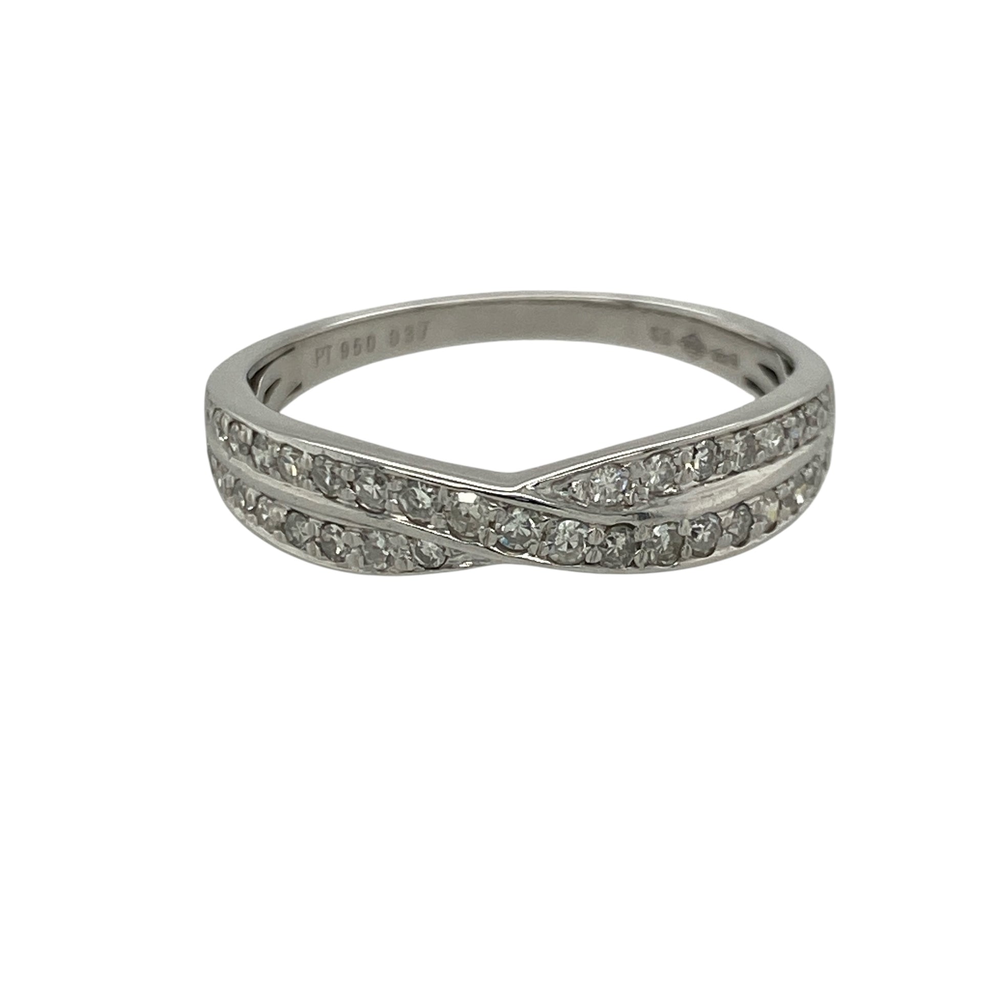 Platinum & Diamond Set Crossover Band Ring