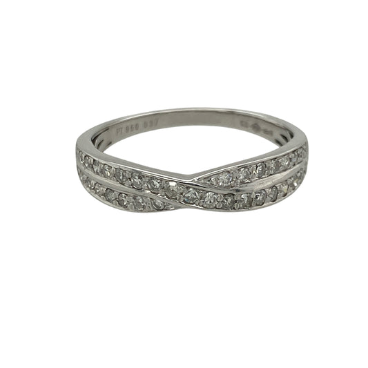 Platinum & Diamond Set Crossover Band Ring