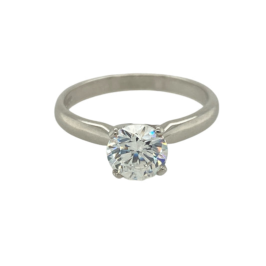 New 9ct White Gold & Swarovski Crystal Set 1ct Solitaire Ring
