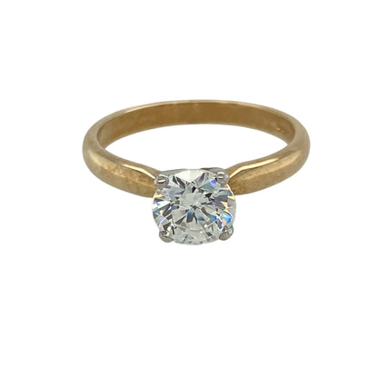 New 9ct Gold & Swarovski Crystal Set 1ct Solitaire Ring