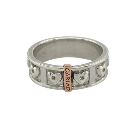 925 Silver & White Topaz Set Clogau Heart Band Ring