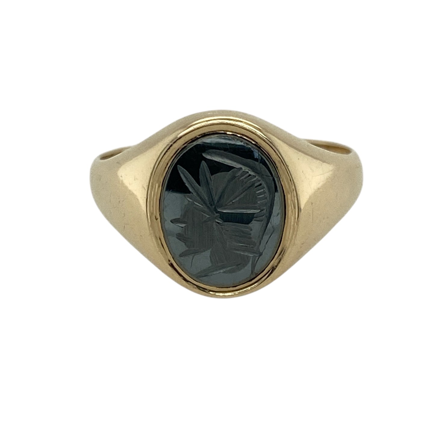 9ct Gold & Hematite Set Oval Signet Ring