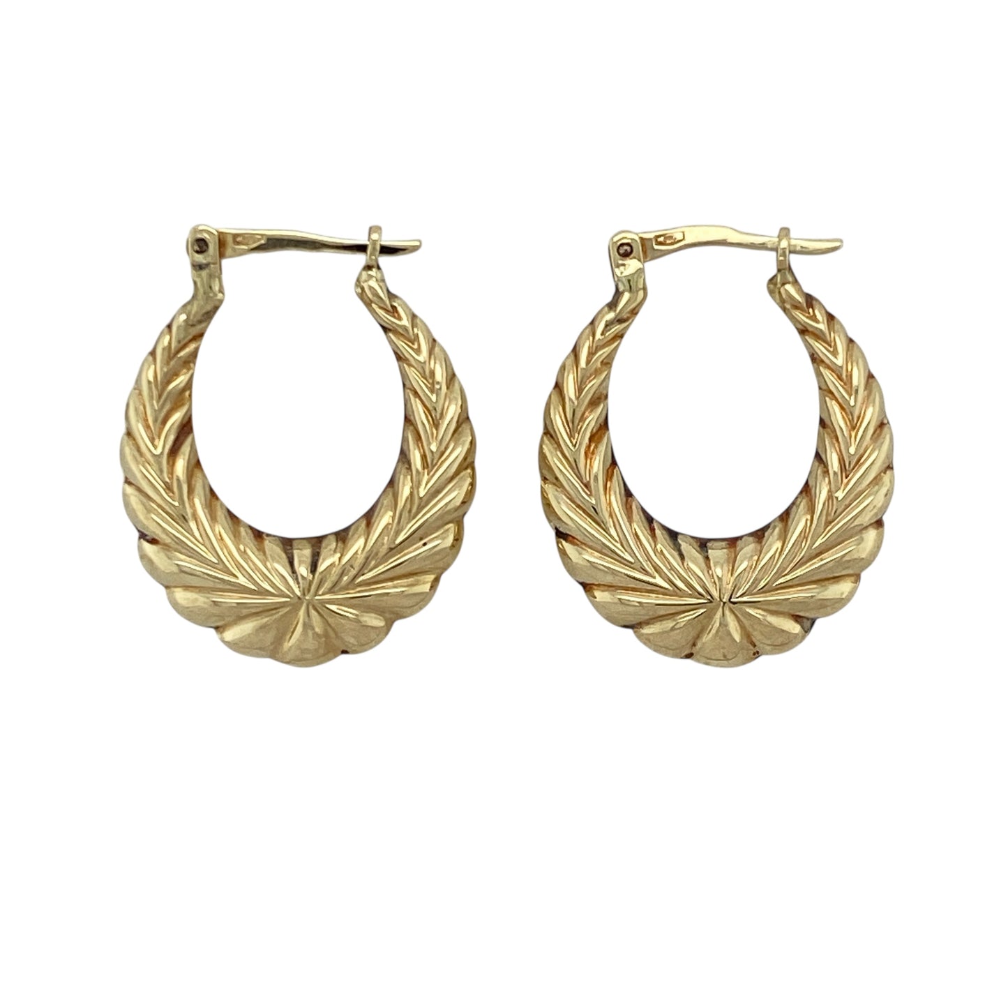 9ct Gold Patterned Creole Earrings