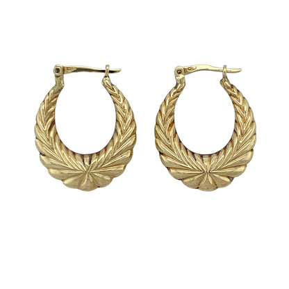 9ct Gold Patterned Creole Earrings