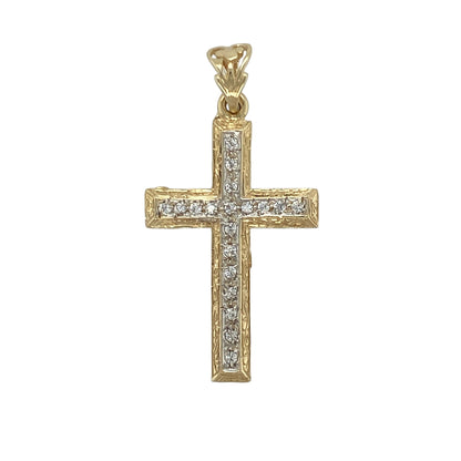9ct Gold & Cubic Zirconia Set Cross Pendant