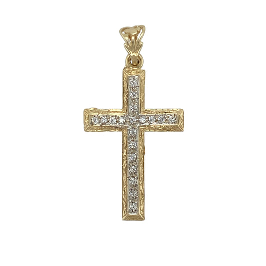 9ct Gold & Cubic Zirconia Set Cross Pendant