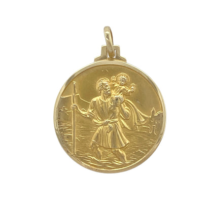 9ct Gold St Christopher Round Pendant