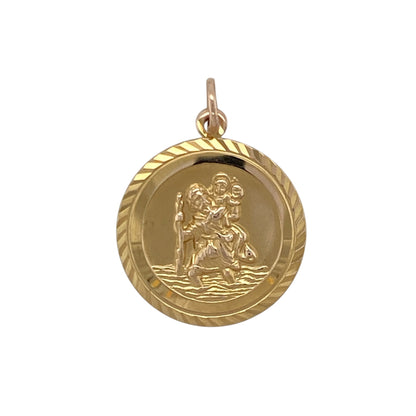 9ct Gold St Christopher Round Pendant