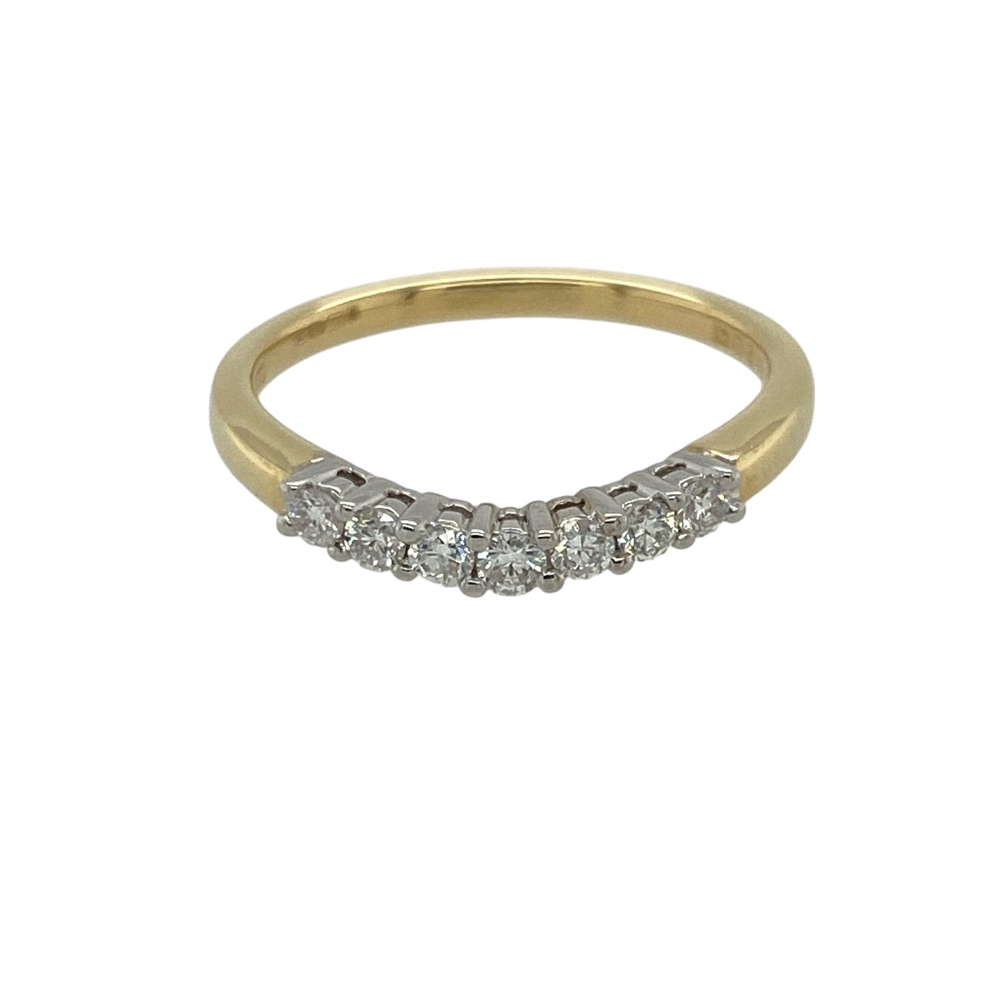 18ct Gold & Diamond Set Slight Wishbone Band Ring