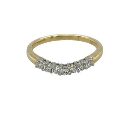 18ct Gold & Diamond Set Slight Wishbone Band Ring