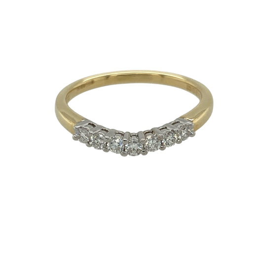 18ct Gold & Diamond Set Slight Wishbone Band Ring