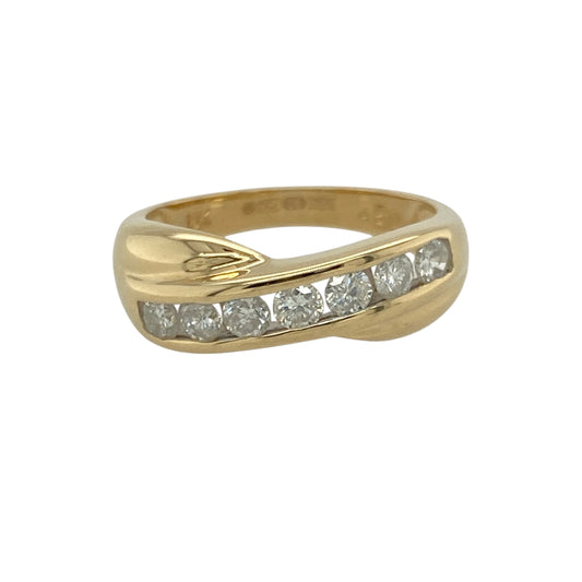 18ct Gold & Diamond Set Crossover Band Ring
