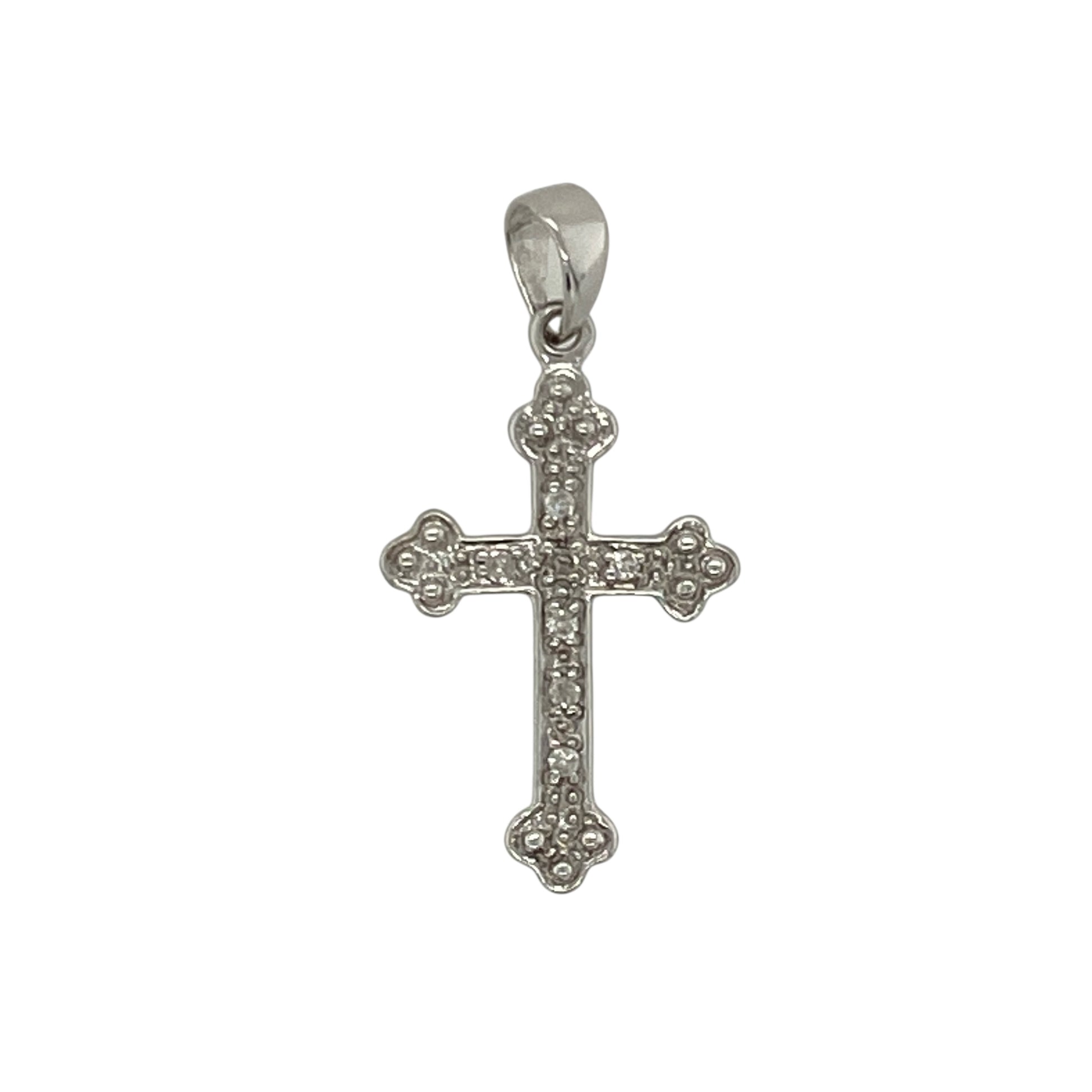 9ct White Gold & Diamond Set Cross Pendant