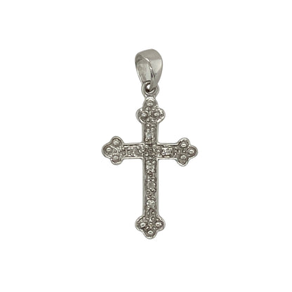 9ct White Gold & Diamond Set Cross Pendant