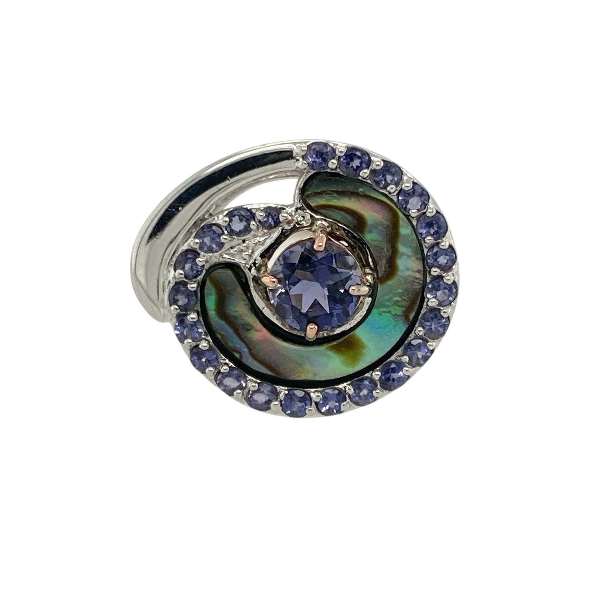 925 Silver & Iolite Set Ebb and Flow Abalones Clogau Ring