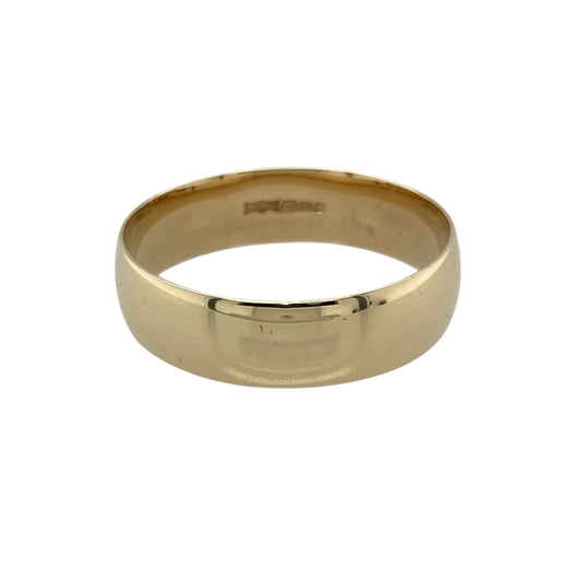 Bring classic elegance and lasting style to your collection with this pre-owned 9ct yellow gold 6mm wedding band ring—a timeless symbol of love and commitment.

Design: The ring features a smooth 6mm plain band with a high-polished finish, creating a sleek and traditional look that suits any occasion.
Material: Made from 9-carat yellow gold, the warm golden hue and lustrous shine give the ring a refined and enduring appeal.