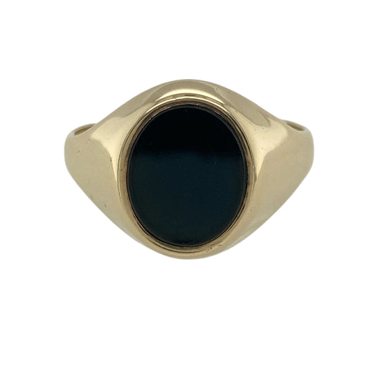 9ct Gold & Onyx Set Oval Signet Ring