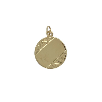 9ct Gold Patterned Round Disc Pendant