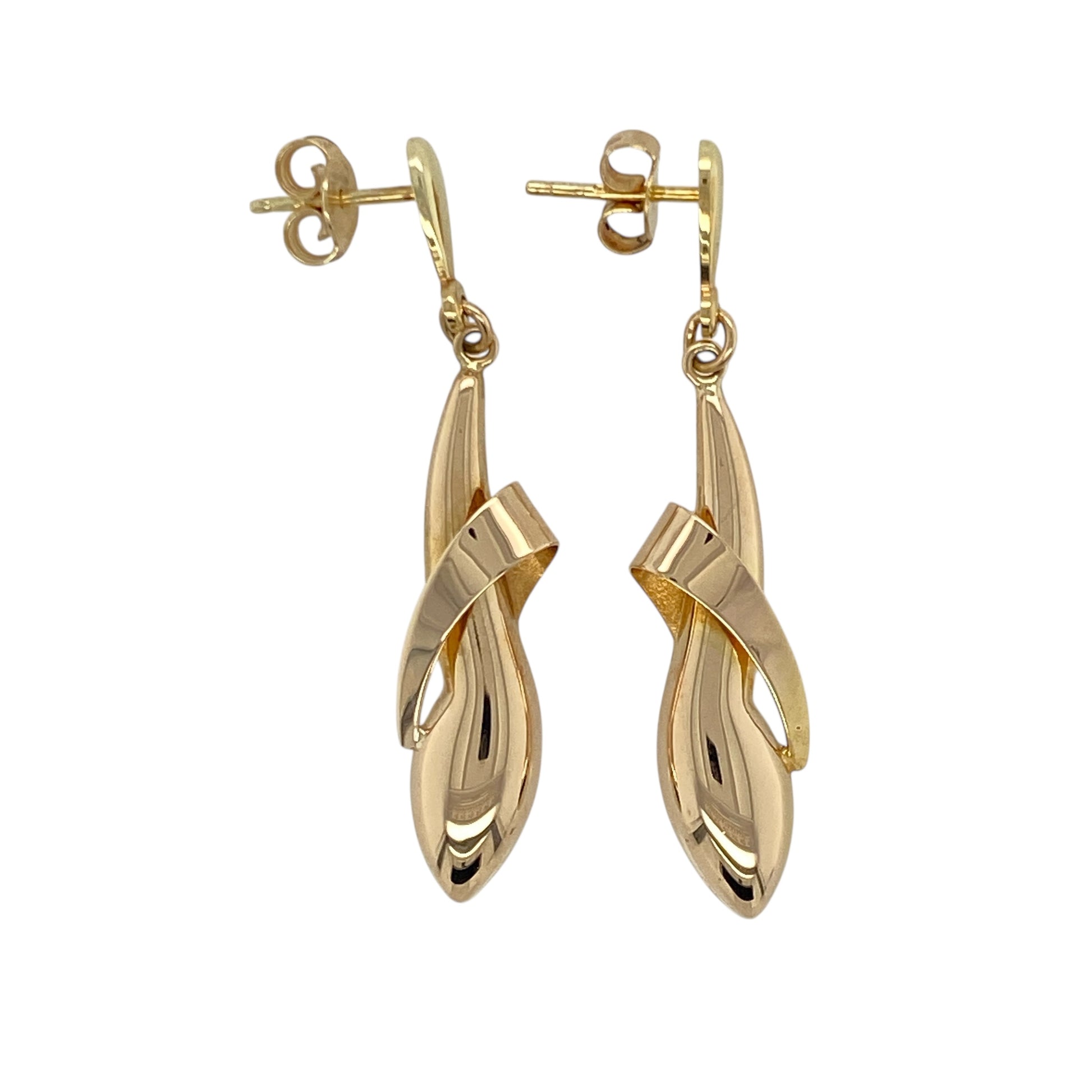 9ct Gold Fancy Swirl Drop Earrings