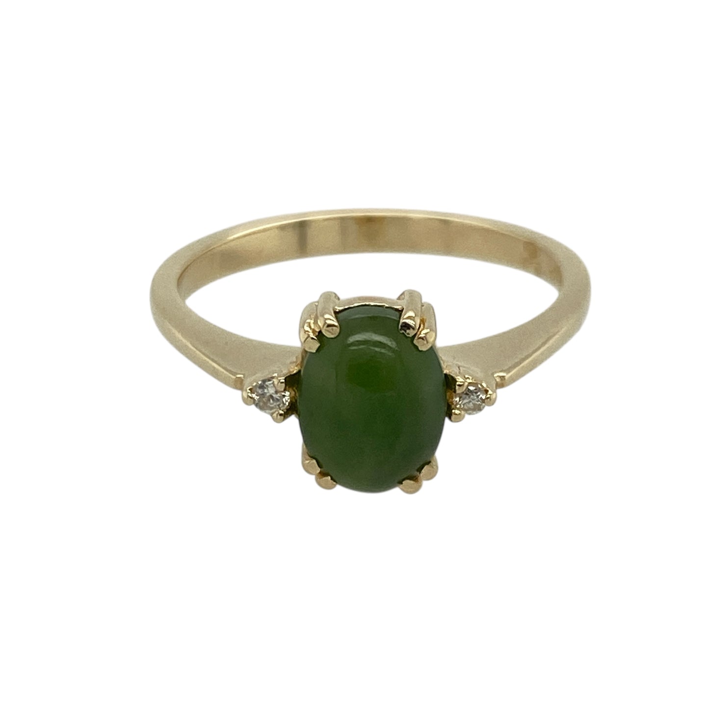 14ct Gold Diamond & Jade Set Ring