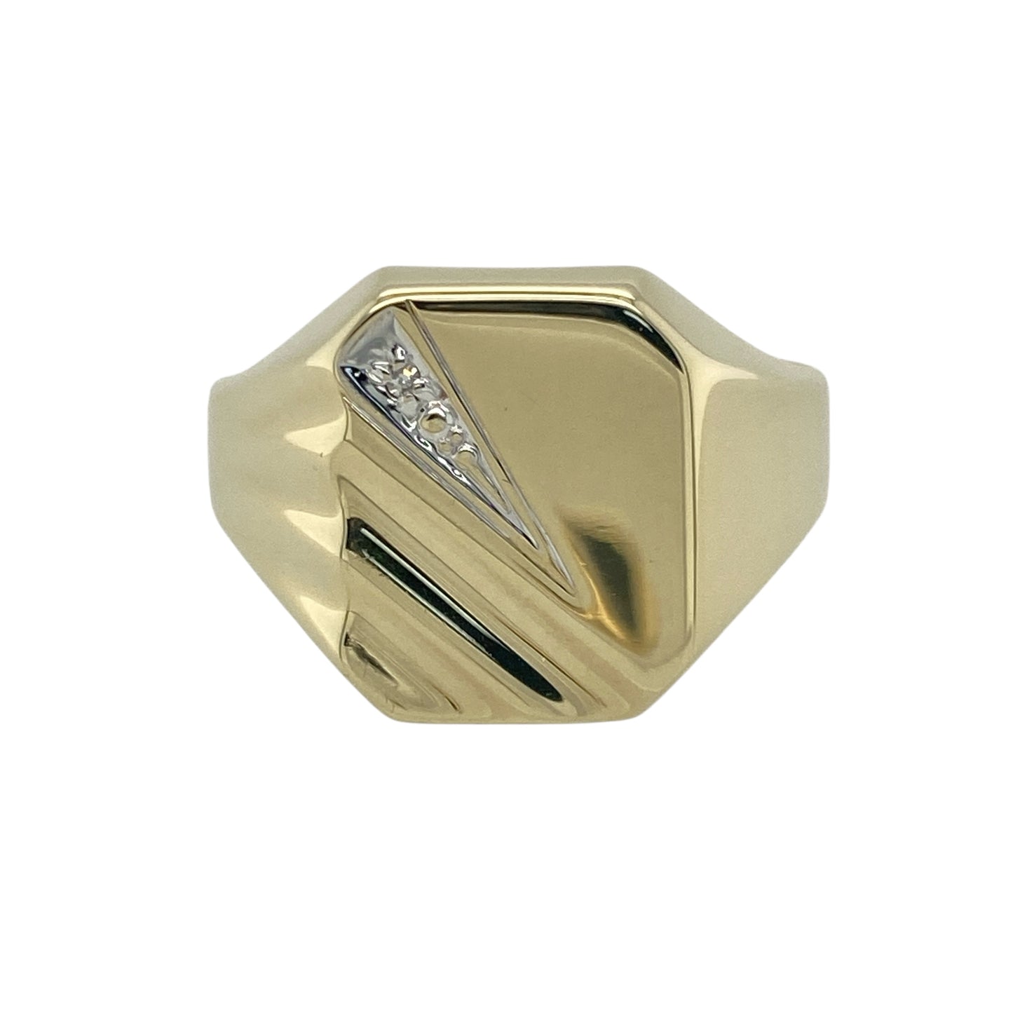 9ct Gold & Diamond Set Rectangle Signet Ring