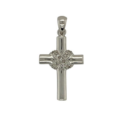 9ct White Gold & Diamond Set Cross Pendant